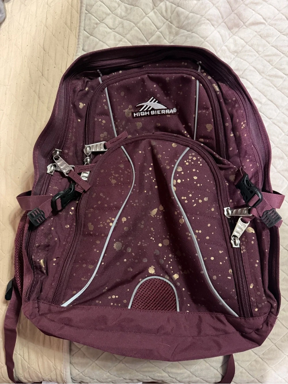 High Sierra Swerve Laptop Backpack, One Size, Copper Splater/Maroon